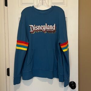 Disney Parks Disneyland Resort Retro Rainbow Blue Sweatshirt Size Large.